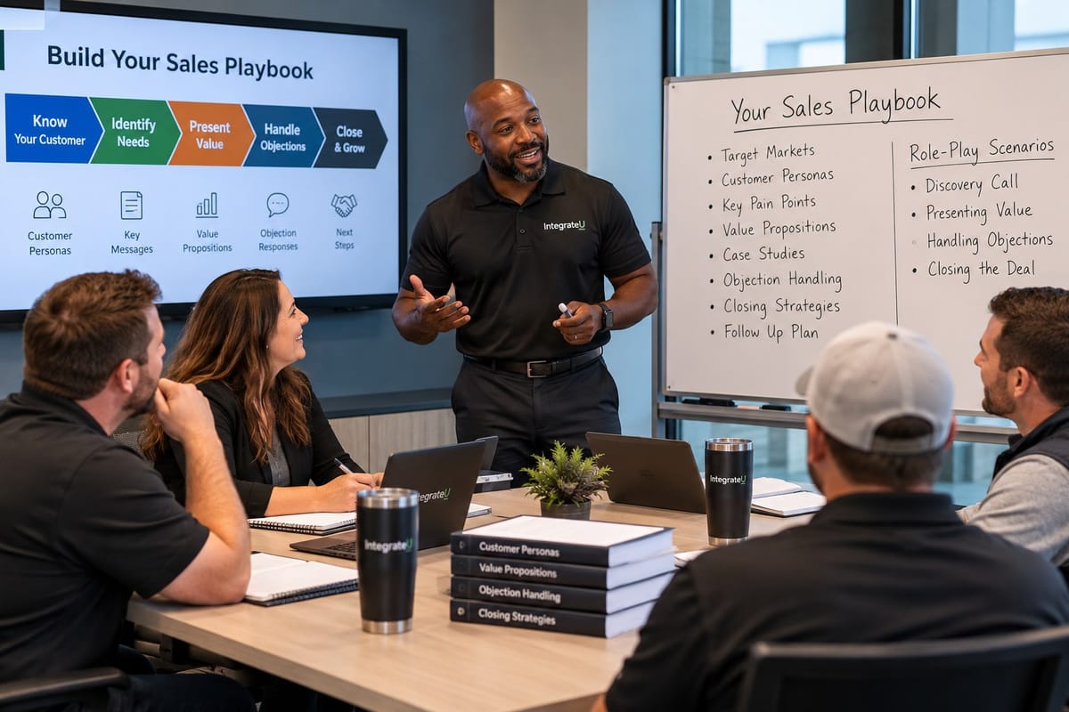Sales team practicing role-play